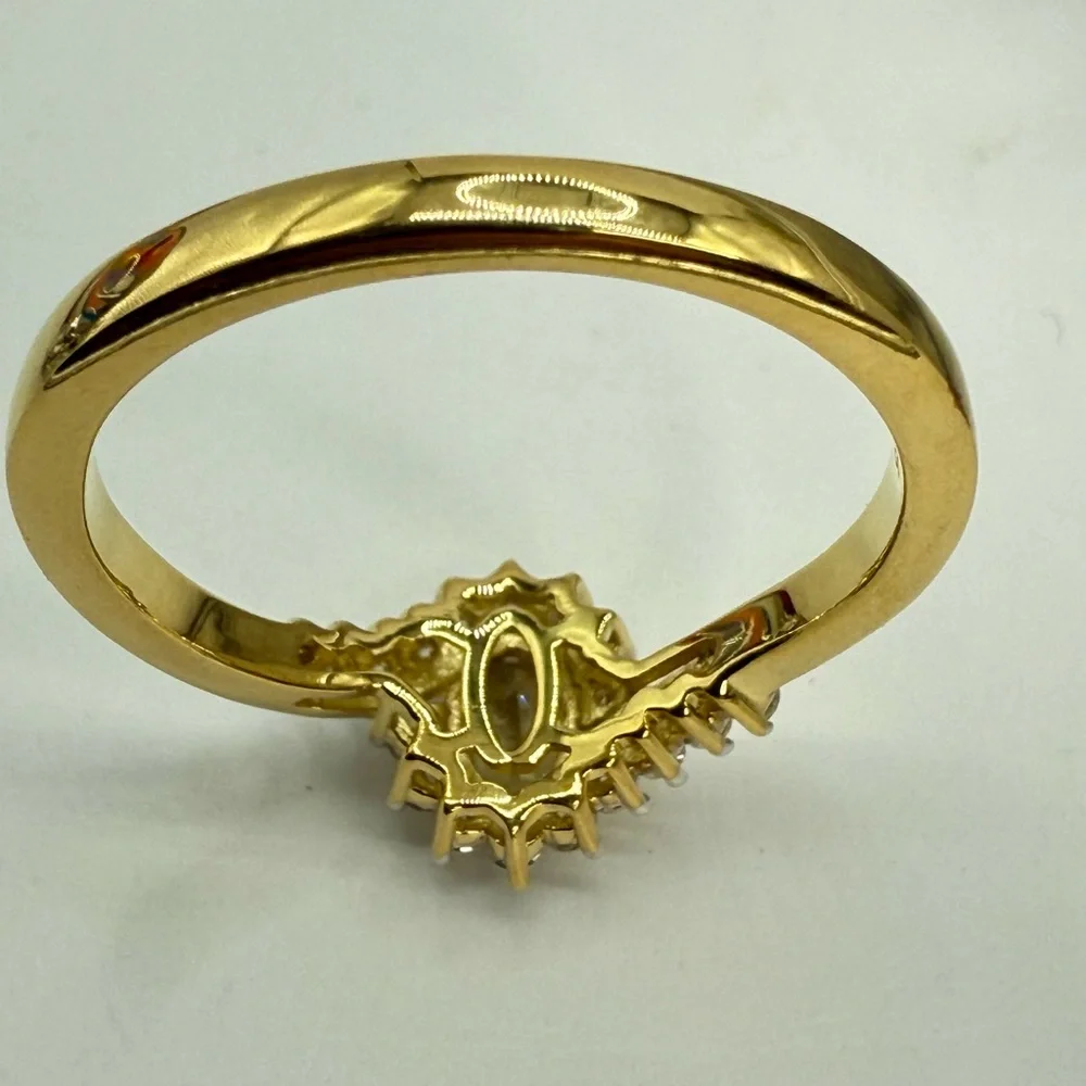 NWT AAA Turkizite & Moissanite 0.90ct Bypass Ring 18K Vermeil YG over 925 Size 9
